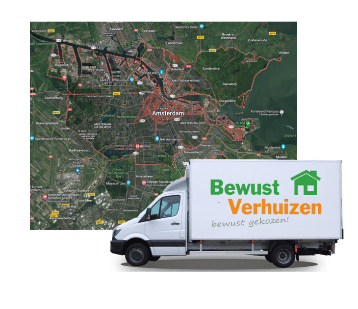 Verhuizers aan het werk in Amsterdam